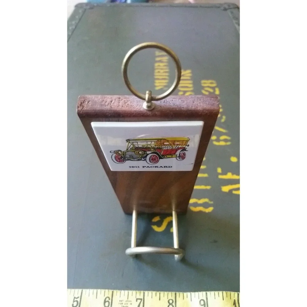 Vintage 1911 Packard Ceramic Wood Brass Wall Hanging Decor Hook USA 7